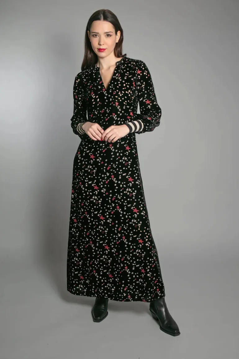 Aleanne Devore Maxi Dress - Black