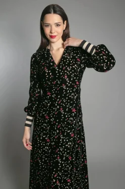 Aleanne Devore Maxi Dress - Black
