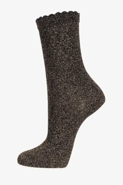 All Over Glitter Socks - Black Copper