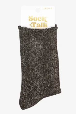 All Over Glitter Socks - Black Gold