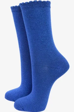 All Over Glitter Socks - Electric Blue