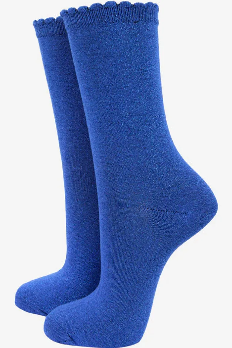 All Over Glitter Socks - Electric Blue