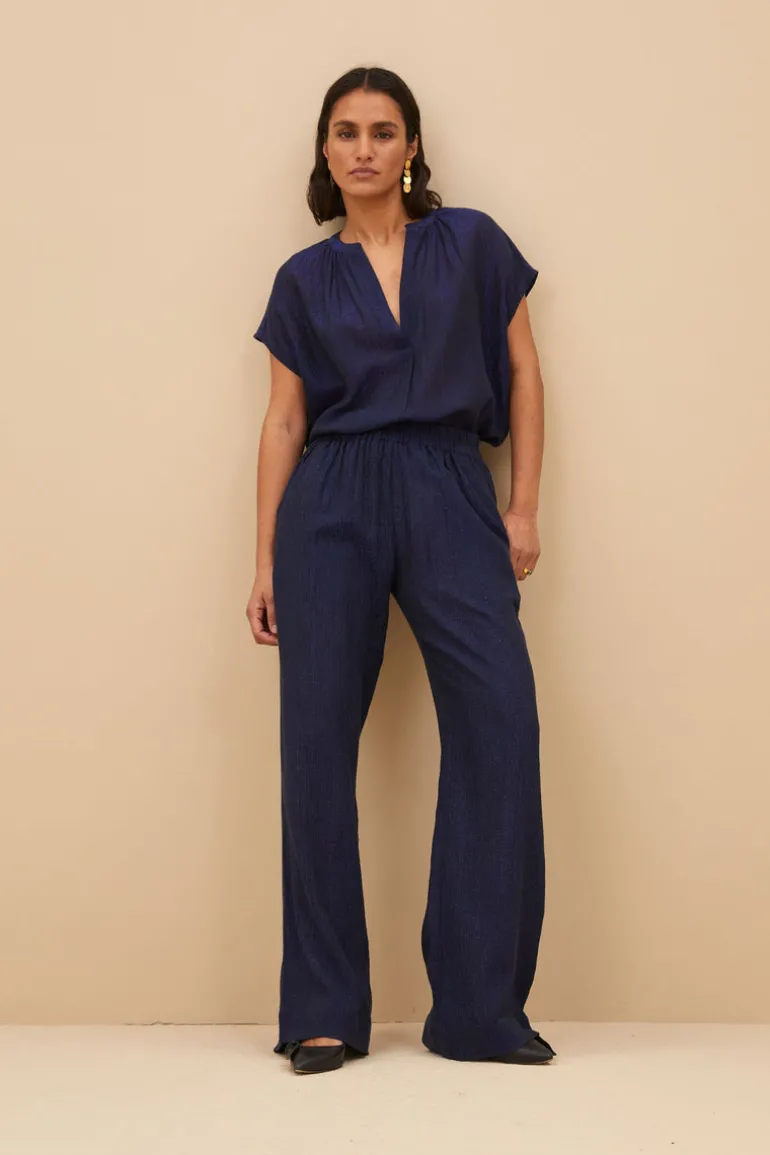 Amie Lurex Blouse - Midnight