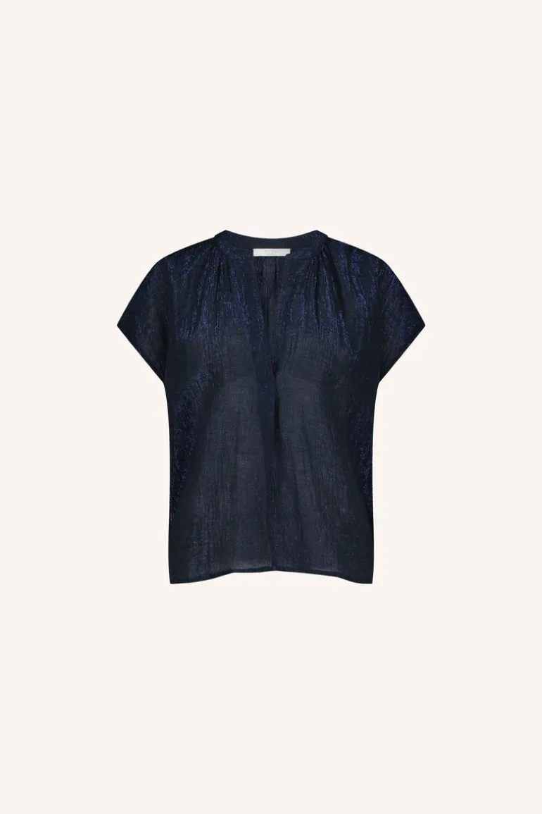 Amie Lurex Blouse - Midnight