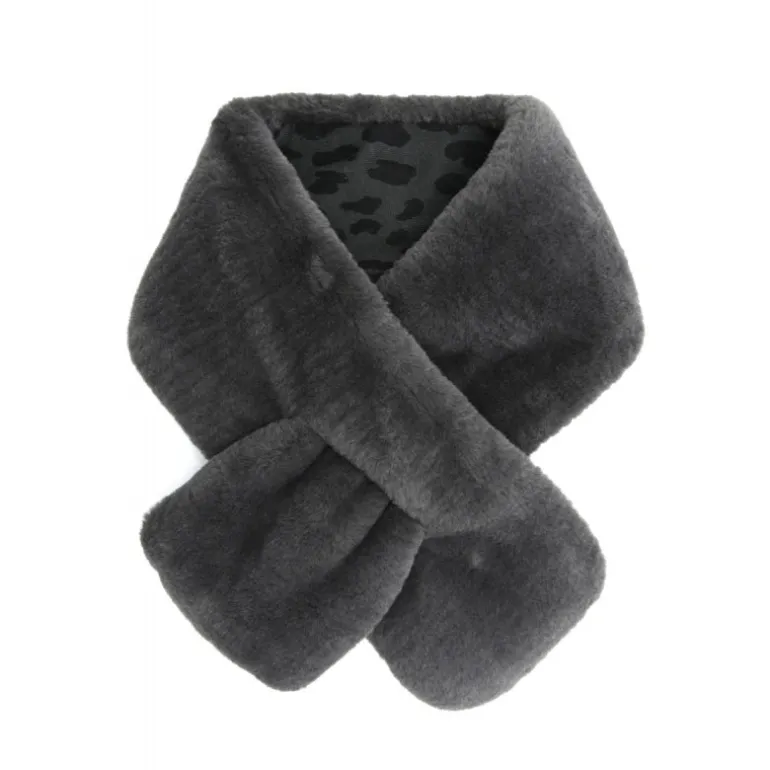 Animal Print Lined Scarf - Noir