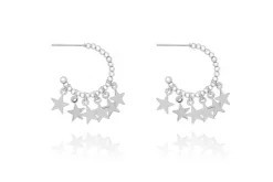 Aura Multi Star Hoop Earrings - Silver