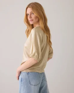 Batwing Metallic Top - Soft Camel