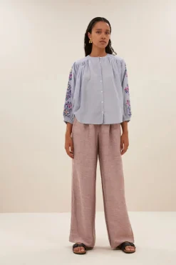 Becky Pinstripe Blouse - Indi Grey
