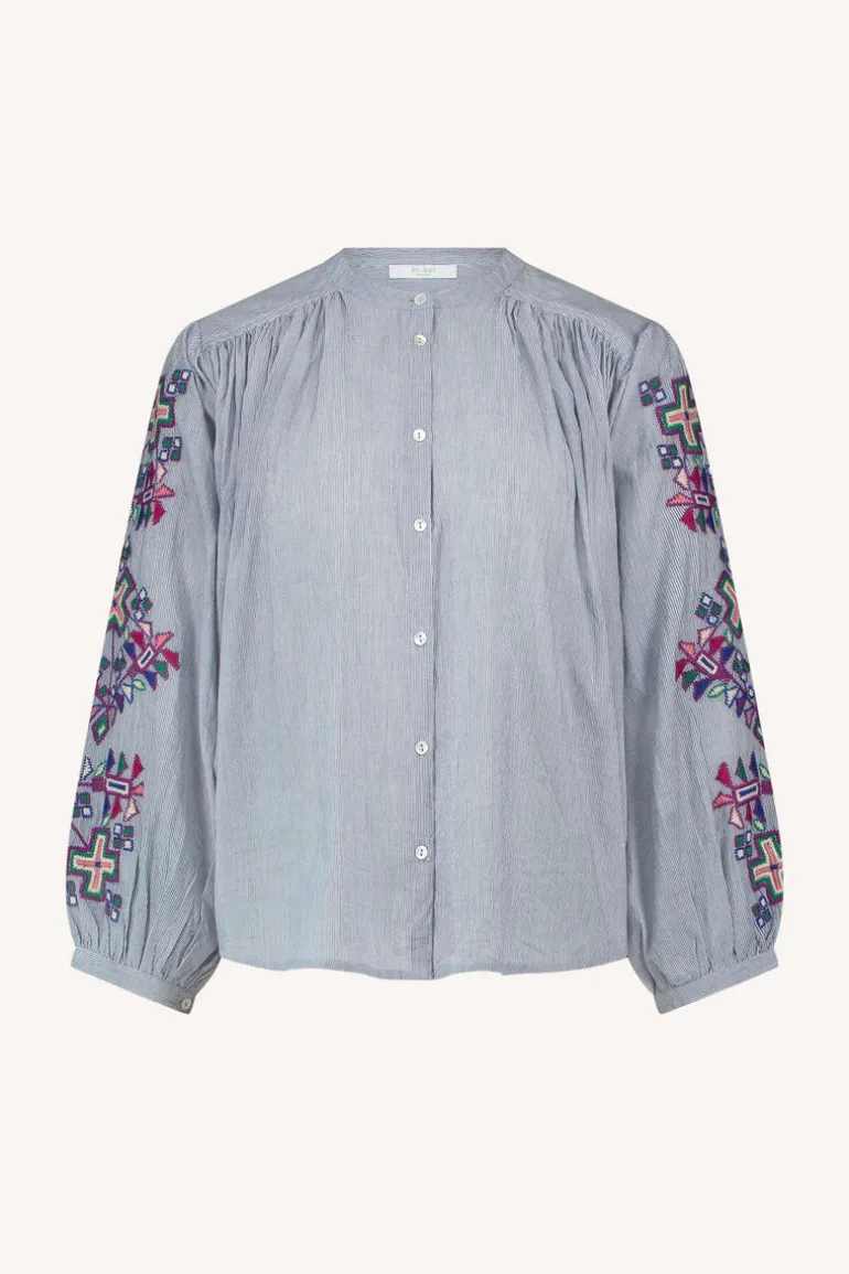 Becky Pinstripe Blouse - Indi Grey