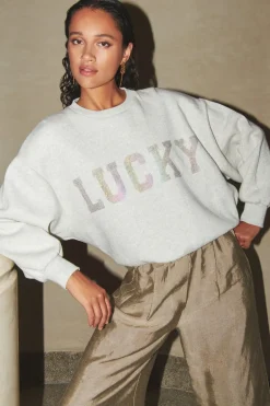 Bibi Lucky Rainbow Sweater - light Grey Melee