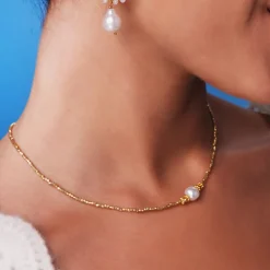 Bluebell Choker Necklace - Freshwater Pearl