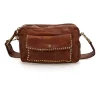 Bowling Bag with Studs - Cognac