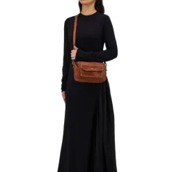 Bowling Bag with Studs - Cognac