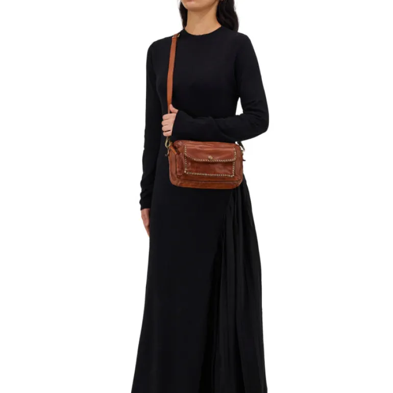 Bowling Bag with Studs - Cognac