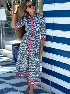 Brenda Dress - Ikat Marino