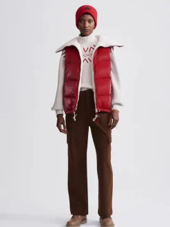 Brock Puffer Gilet - Red Dahlia
