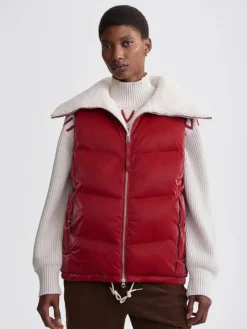 Brock Puffer Gilet - Red Dahlia
