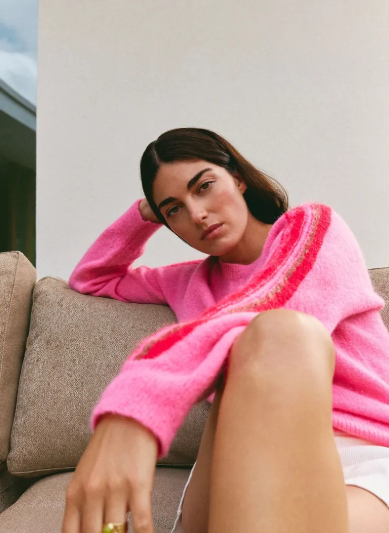Bryce Knit with sleeve stripe - Blush