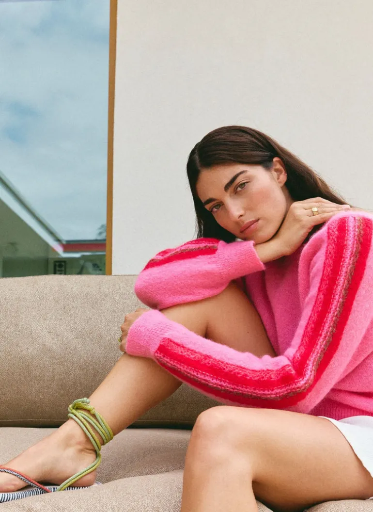 Bryce Knit with sleeve stripe - Blush