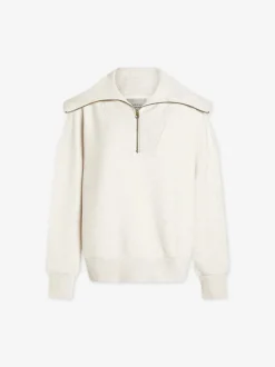 Catherine Half Zip Sweat - Ivory Marl
