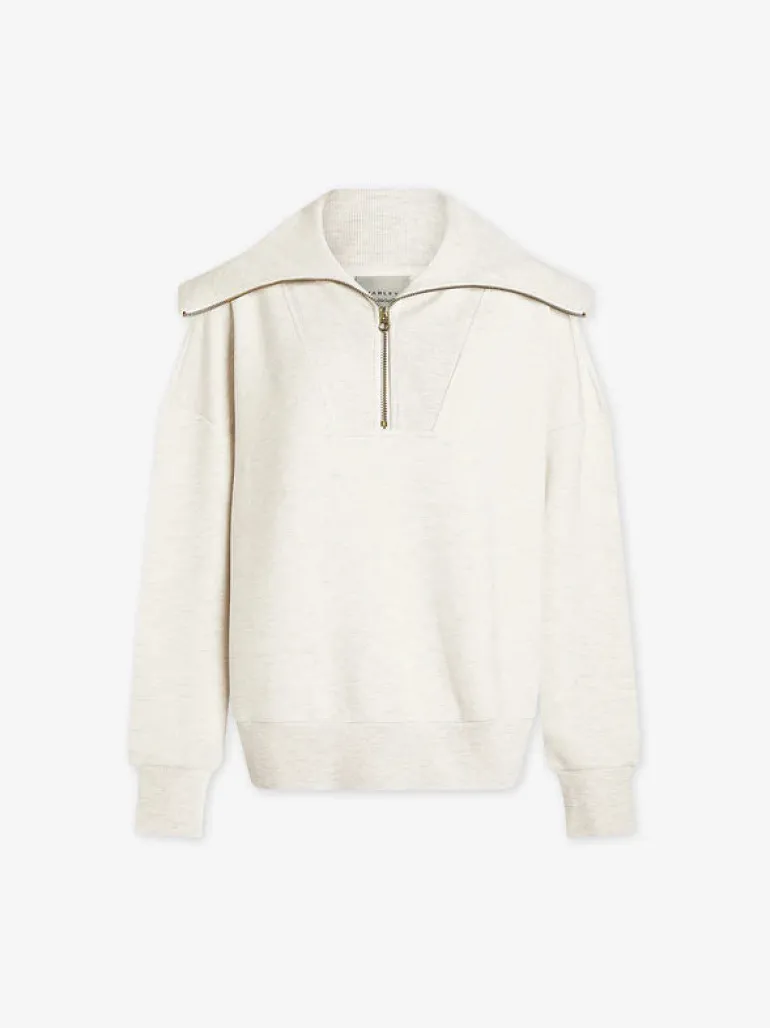 Catherine Half Zip Sweat - Ivory Marl