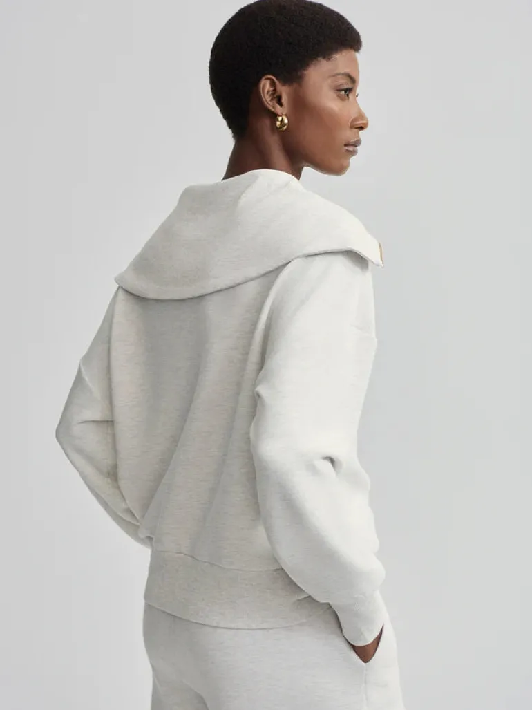 Catherine Half Zip Sweat - Ivory Marl