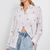 Charli Shirt - Pink Palm Stripe