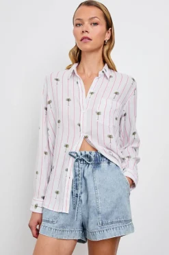 Charli Shirt - Pink Palm Stripe