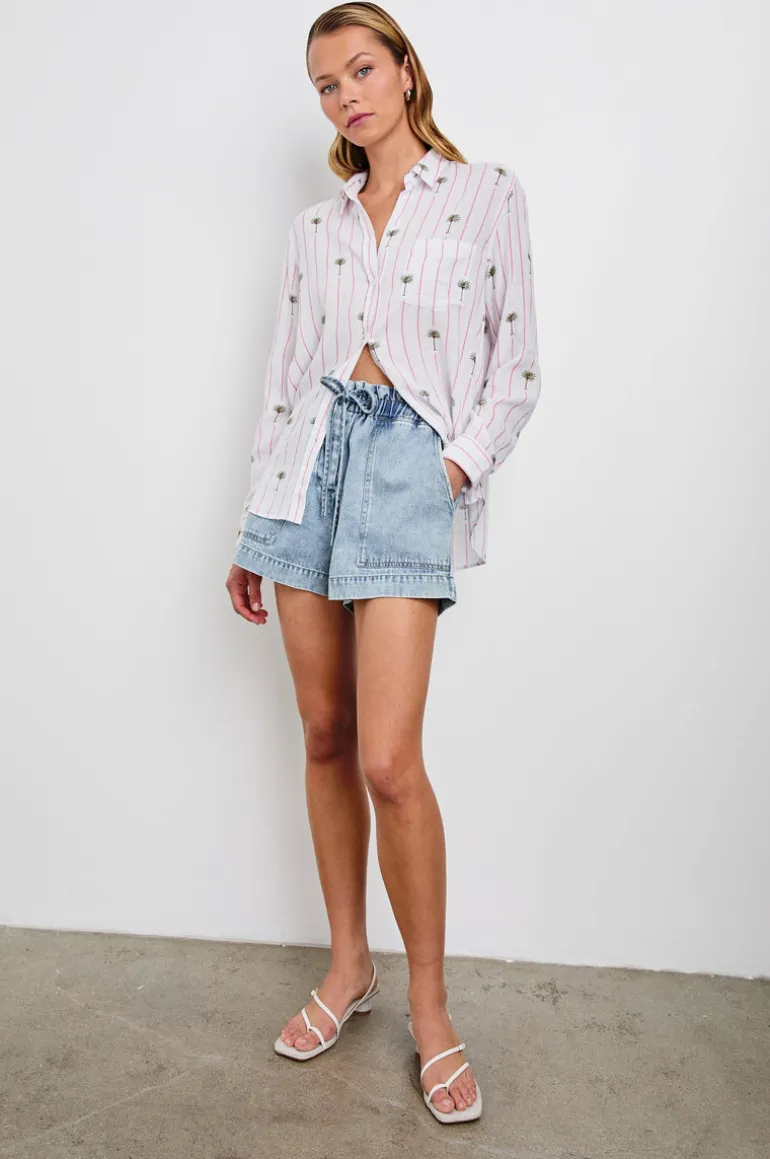 Charli Shirt - Pink Palm Stripe