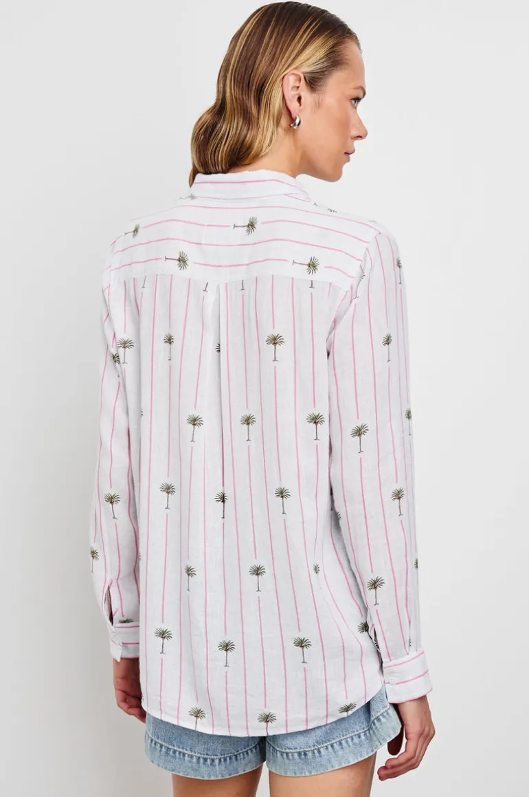 Charli Shirt - Pink Palm Stripe