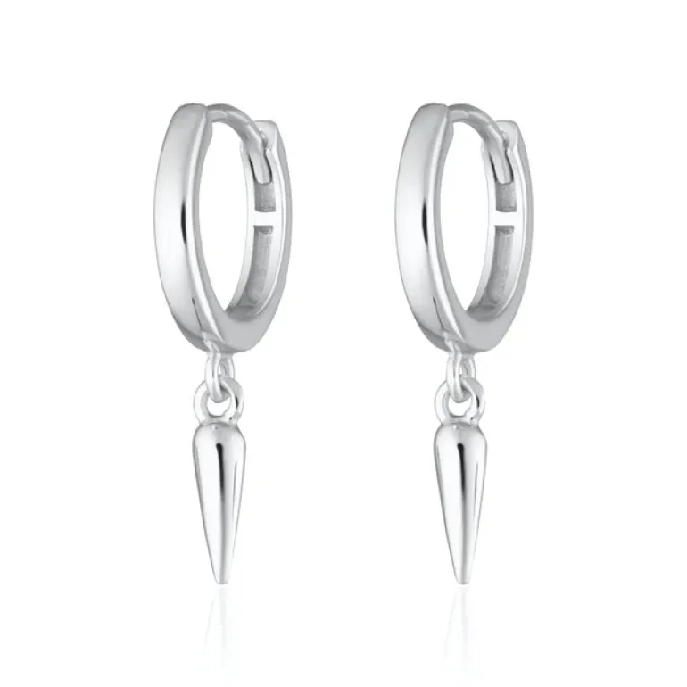 Claw Charm Hoop Earrings - Silver
