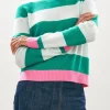 Contrast Stripe Crew - Emerald / Azalea