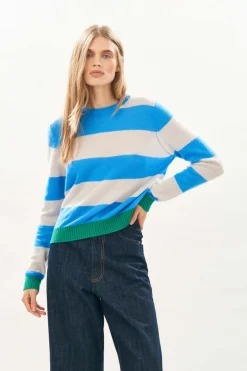 Contrast Stripe Crew - Sky / Emerald