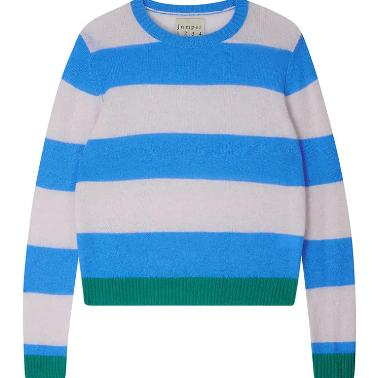 Contrast Stripe Crew - Sky / Emerald