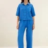 Cris Linen Blouse - Queens Blue