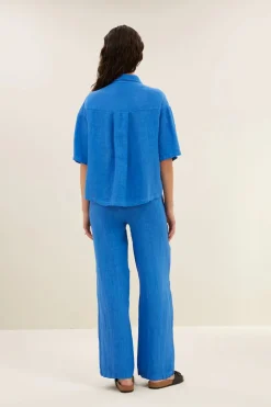 Cris Linen Blouse - Queens Blue