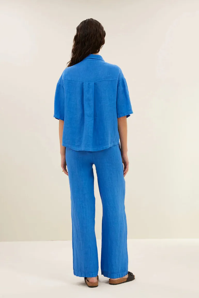 Cris Linen Blouse - Queens Blue