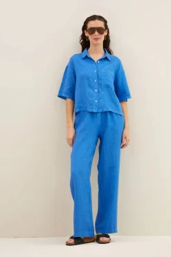 Cris Linen Blouse - Queens Blue