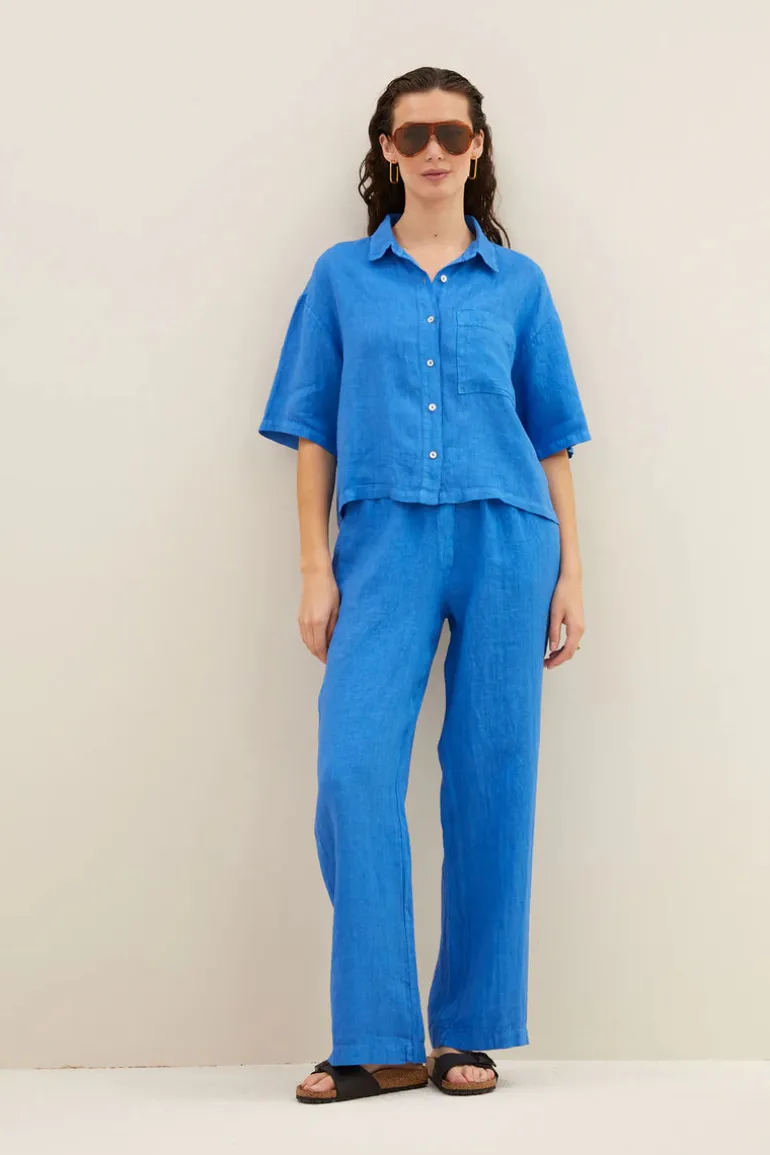Cris Linen Blouse - Queens Blue