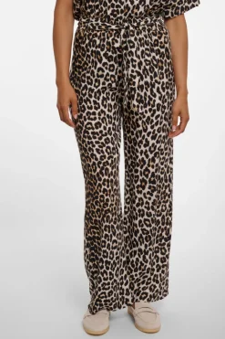 Darca Fluid Pants With Belt - Leopard