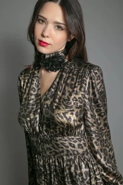 Devina Lame Dress - Leopard