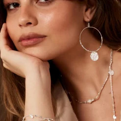 Dominique Large Silver Hoop Earrings