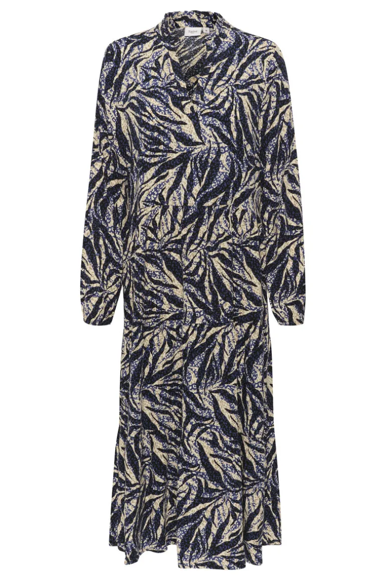 Eda Maxi Dress - Black Zebra Leaves