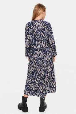 Eda Maxi Dress - Black Zebra Leaves