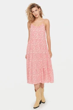 Eda Maxi Strap Dress - True Red Florals