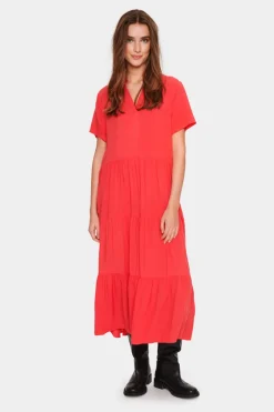 Eda SS Maxi Dress - Hibiscus