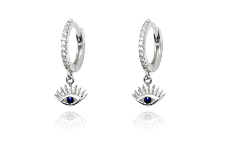 Effy Evil Eye Hoop Silver Sapphire CZ