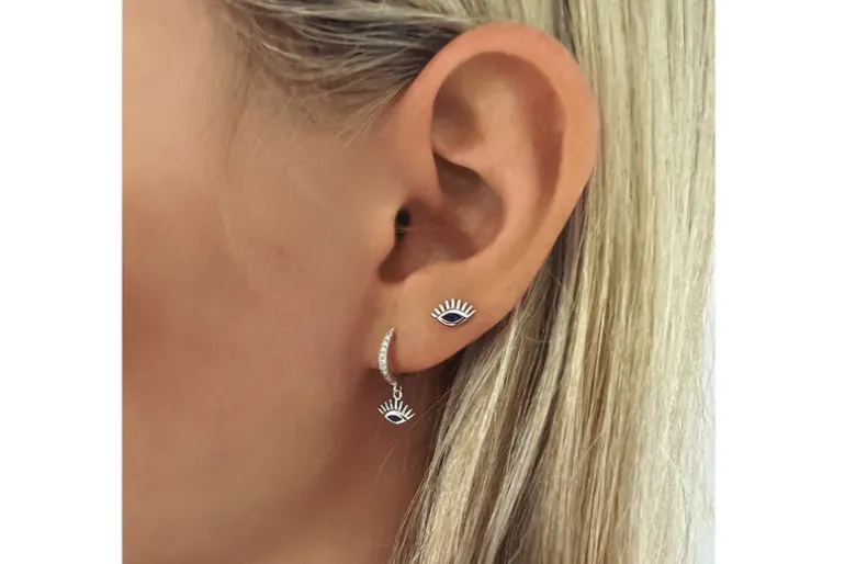Effy Evil Eye Hoop Silver Sapphire CZ