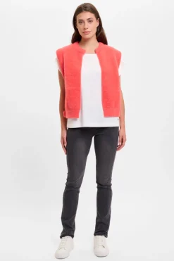 Elona Short Waistcoat - Hot Coral