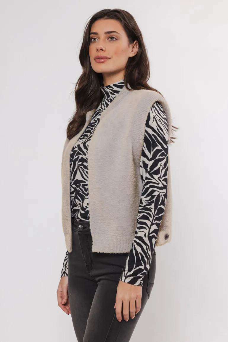 Elona Short Waistcoat - Stone